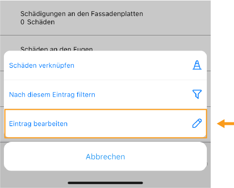 Checklisteneintrag bearbeiten